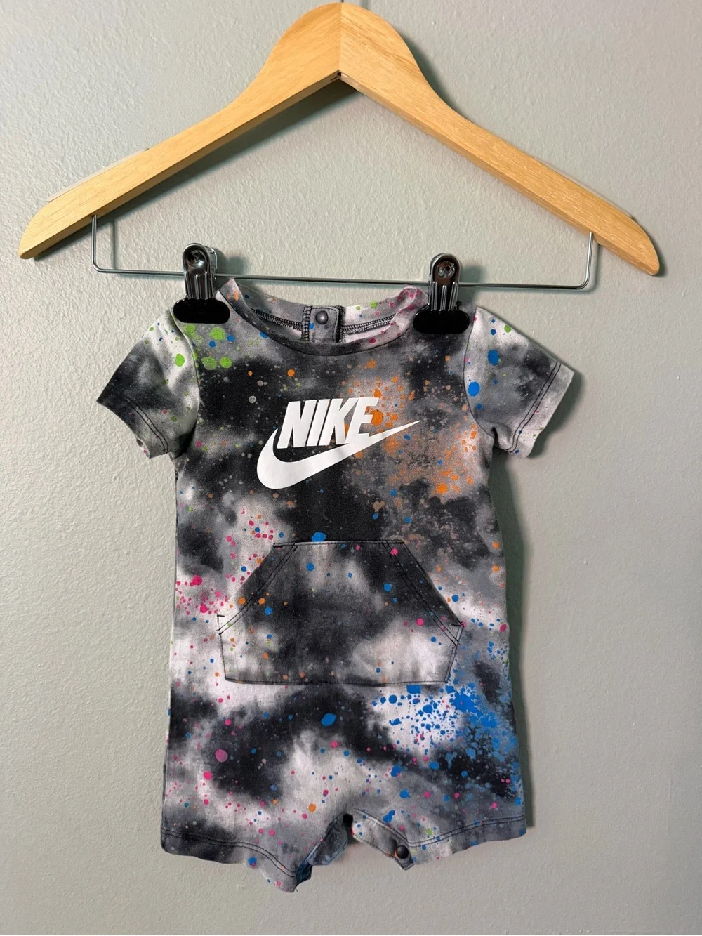 Nike Baby Boys Paint Splatter Tie Dye Romper Size 12M